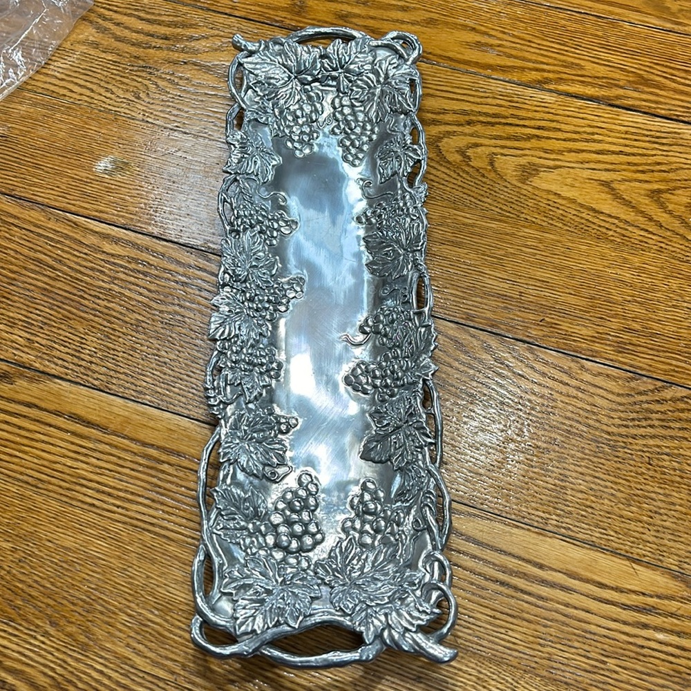 Arthur Court oblong grape pattern tray.  Grape branches form handles.